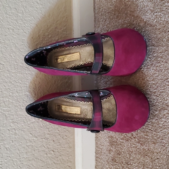 Babycham Burgundy Plaid Heels - Picture 2 of 9